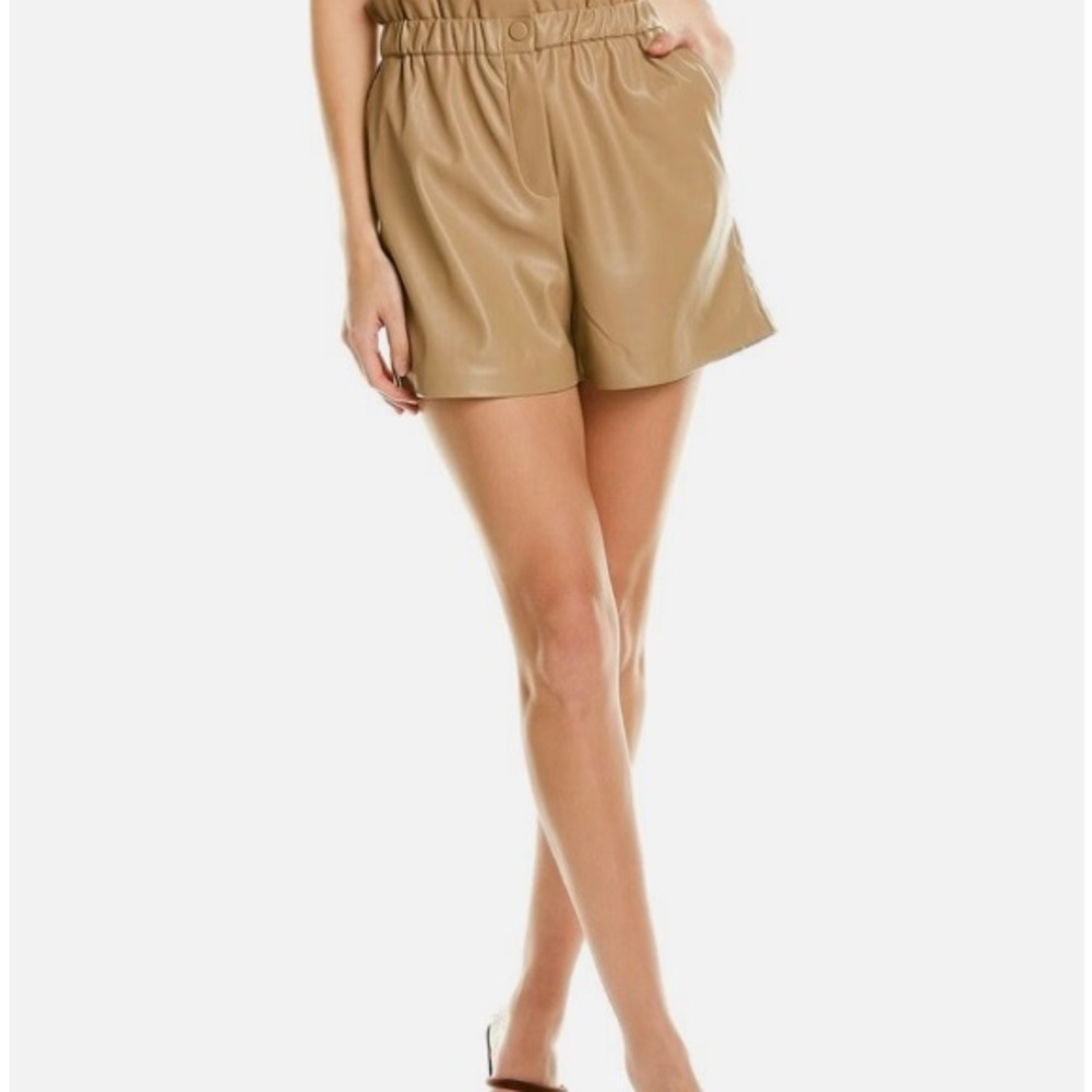 laundry by shelli Segal caramel vegan leather high waist short size small NWT